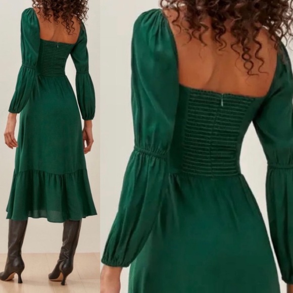 NEW Reformation Mica Dress in Green Size 8 boho midi - Picture 5 of 15